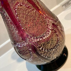 津軽びいどろ　ガラス花瓶　大花瓶　金彩　手造り　約43㎝の画像