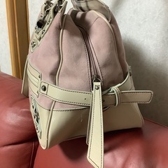 INDIVI ハンドバッグ　ミニボストンバッグ　ピンク　スエード調の画像