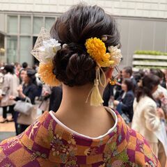 髪飾り 造花飾り 成人式 着物 卒業式 七五三 浴衣 振袖 袴 和服 結婚式 入学式 紐アレンジ パールの画像