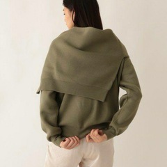 OZOC オゾック moussy マウジー ドッキングニット ニット セーター 肩がけ カーキの画像