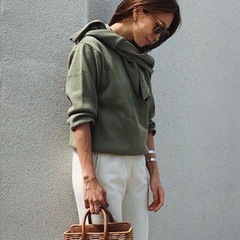 OZOC オゾック moussy マウジー ドッキングニット ニット セーター 肩がけ カーキの画像