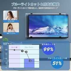 液晶テレビ保護パネル 43インチ 角丸デザイン ブルーライトカット 固定ベルト付の画像