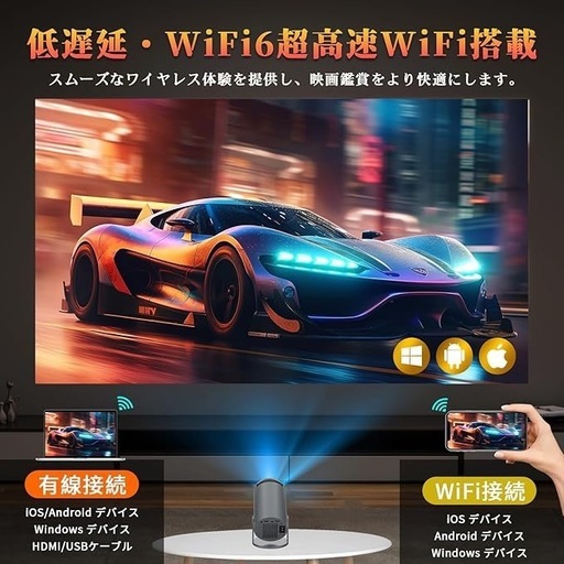 プロジェクター 家庭用 Android TV12.0搭載 4K対応 270°回転