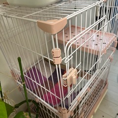 猫用ケージ２段ピンクの画像