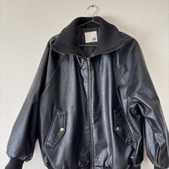 Javaコラボ　リブタートル フェイク レザー オーバーサイズ ジャケットの画像