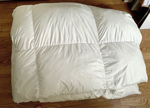 【決まりました！】羽毛布団セット【無印良品】セミダブル掛け布団と掛け布団カバー、ダブルサイズ毛布の3点セット