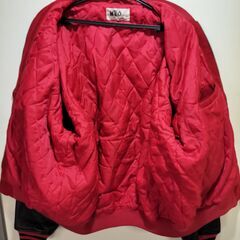 NEO BLOOD TOKYO 　ネオブラッド　袖革　ZIPタイプ　 スタジャン　レッド　美品　 sizeFの画像
