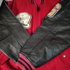 NEO BLOOD TOKYO 　ネオブラッド　袖革　ZIPタイプ　 スタジャン　レッド　美品　 sizeFの画像