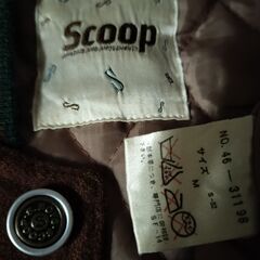 Scoop　スクープ　袖革　スタジャン　スタジアムジャンパ－　ブラウン　状態良好　sizeMの画像