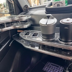 木目調 助手席テーブル、ドリンクホルダー 3点セットの画像