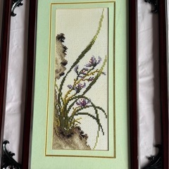 手功十指刺繍、竹蘭梅菊4枚 の画像