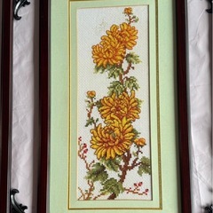 手功十指刺繍、竹蘭梅菊4枚 の画像
