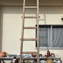昔の木製梯子　4mの画像