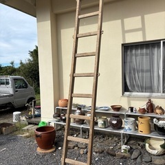 昔の木製梯子　4mの画像