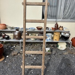 昔の木製梯子　4mの画像