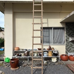 昔の木製梯子　4mの画像