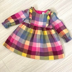 【2点セット】babygap 90カラフルチェック柄ワンピース ハロウィン秋冬コーデの画像