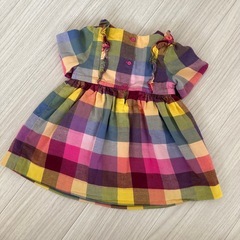 【2点セット】babygap 90カラフルチェック柄ワンピース ハロウィン秋冬コーデの画像