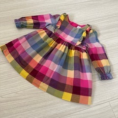 【2点セット】babygap 90カラフルチェック柄ワンピース ハロウィン秋冬コーデの画像
