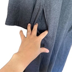 ロングワンピース 長袖 マキシ丈 ゆったり グレーの画像