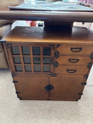 樋口金庫　和風家具組込み耐火金庫　昭和レトロ茶箪笥物入れ　からくり箪笥　中古品