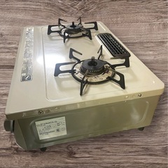 リンナイ　LPガスコンロ　RT33NJH7S　動作良好　2018年製　グリル付ガステーブル　LPGプロパン　強火力の位置 左　ガス配管付属しますの画像