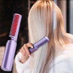 中古💖 ブラシ型 ヘアアイロン USB充電 ヒートブラシ ヘアスタイルの画像