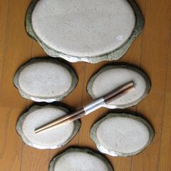 未使用品【美濃焼／小町焼  和皿 陶器皿】大１枚＋小５枚の画像