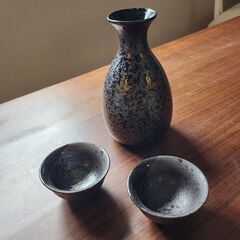 結晶織部 徳利 & 盃 2個 セット 陶器 美濃焼の画像