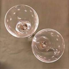シャンパングラス　ワイングラス　ペア　星模様の画像
