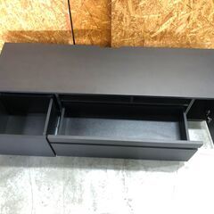 アイリスオーヤマ★ボックステレビ台 アッパータイプ BTS-GD145UF ブラック 145㎝ 強化ガラス キャビネット 中古美品の画像