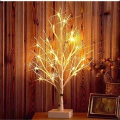 LEDライト付きツリー 約60cm　シラカバウッドツリーの画像