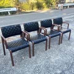 alflex ダイニングチェア 4点セット Black leather　の画像