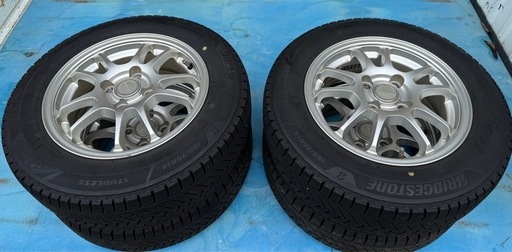 中古バリ溝BRIDGESTONE BLIZZAK VRX3 165/70R14 アルミホイル 付き4本セット ブリヂストン ブリザック