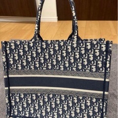 CHRISTIAN DIOR トートバッグ ネイビー/アイボリー 並行輸入品の画像