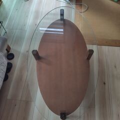 リビング ローテーブル　木製（天板グラス製）の画像