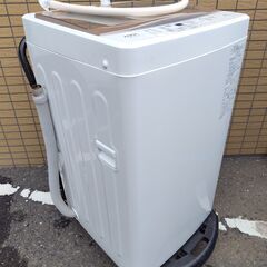 世田谷区近辺配送可能　美品　2022年製　AQUA｜アクア  全自動洗濯機 ゴールド AQW-S5NBK　幅525㎜　コンパクト　一人用　[洗濯5.0kg /上開き]　使いやすさと機能性を重視したコンパクトタイプ 中が見えてお手入れしやすいガラストップの画像