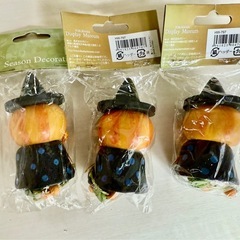 ハロウィン 人形　かぼちゃと魔女の帽子 3個セットの画像