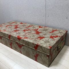 着物収納ケース 桐柄デザイン 和服用衣装箱 金属製 ブリキ箱 橋川製作所 昭和レトロ 和室 インテリア 251013-5の画像