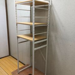 ラック 棚 木目調 棚板付き 58×45×179㎝／スチールラック 多目的収納 【糸島市内 送料無料】88142-4-020の画像