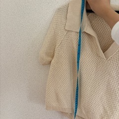 ベージュの半袖ニットの画像