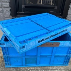 プラスチック製 折り畳みコンテナBOX 2個セット 中古品の画像