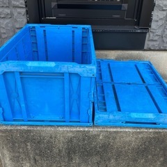 プラスチック製 折り畳みコンテナBOX 2個セット 中古品の画像