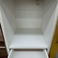 ★リユースのサカイ高崎店★TJ13063  レンジ台 白/ライトブラウン H115×D42.5×W80 クリーニング済みの画像