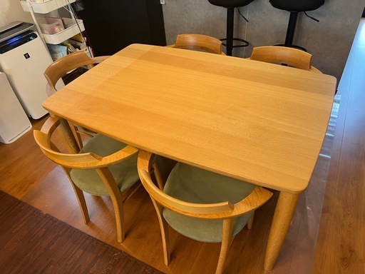 【取引中】大塚家具　ダイニングテーブルセット　椅子5脚