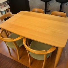 【取引中】大塚家具　ダイニングテーブルセット　椅子5脚の画像