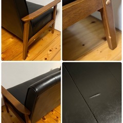 2人がけレザーソファ　ブラックの画像