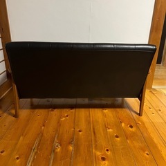 2人がけレザーソファ　ブラックの画像