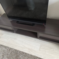 LOWYA ローテレビ台 幅140cm 収納・引き出し付き 美品 ウォルナット調の画像