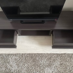LOWYA ローテレビ台 幅140cm 収納・引き出し付き 美品 ウォルナット調の画像